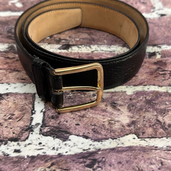 SWANK Black Leather Gold Buckle Full Grain Cowhide Lined Fashion Belt 32/80 - Picture 12 of 15
